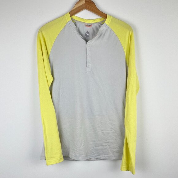 Club Ride Henley Bicycle Jersey Light Gray/Yellow w/ Back Pockets - Size M - Picture 1 of 6